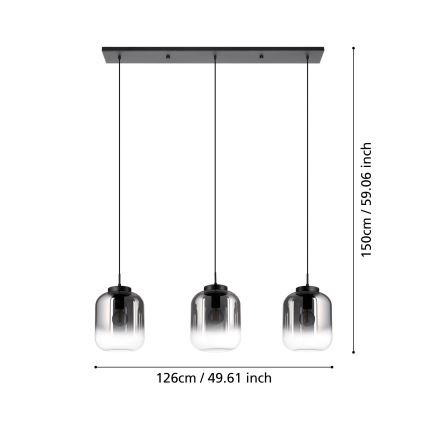 Eglo - Lámpara colgante 3xE27/40W/230V ahumado