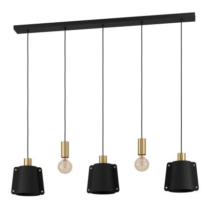 Eglo - Lámpara colgante 5xE27/40W/230V negro/dorado
