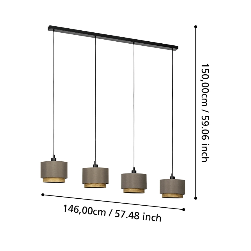 Eglo - Lámpara colgante 4xE27/40W/230V marrón