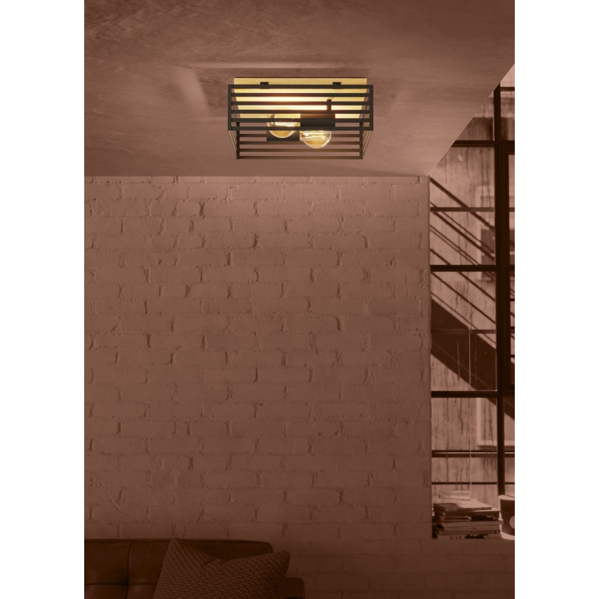 Eglo - Plafón 2xE27/40W/230V negro/marrón