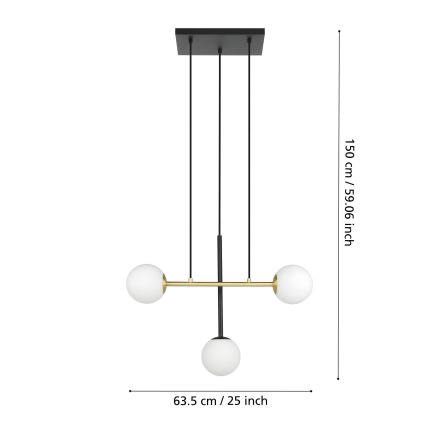 Eglo - Lámpara colgante 3xE14/40W/230V dorado/negro