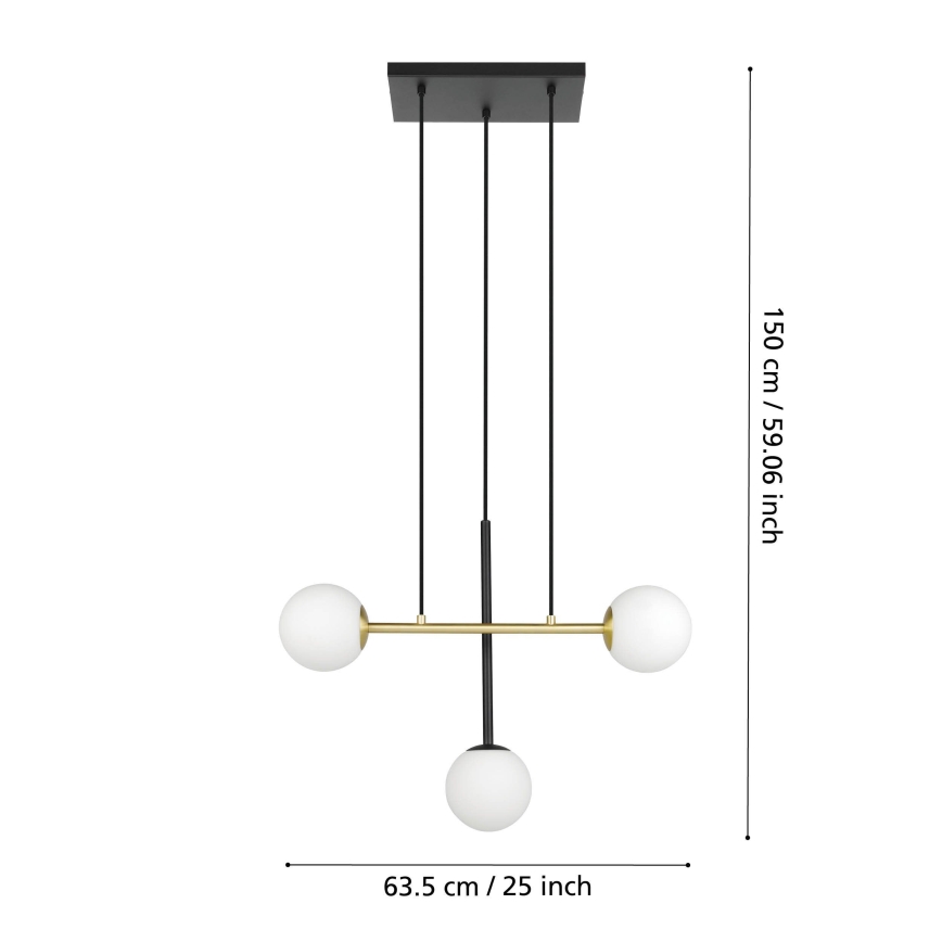 Eglo - Lámpara colgante 3xE14/40W/230V dorado/negro