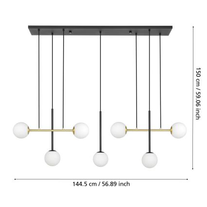 Eglo - Lámpara colgante 7xE14/40W/230V dorado/negro