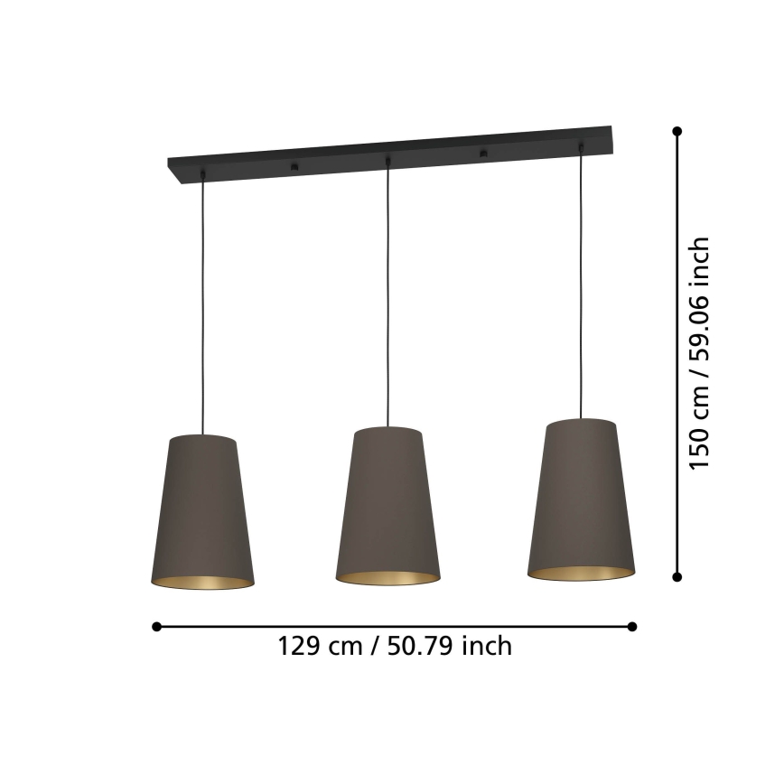 Eglo - Lámpara colgante 3xE27/40W/230V marrón