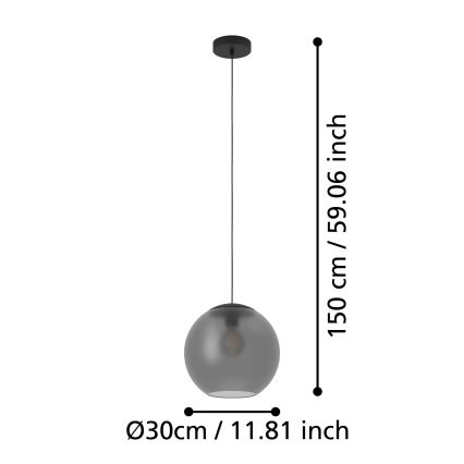 Eglo - Lámpara colgante 1xE27/40W/230V ahumado