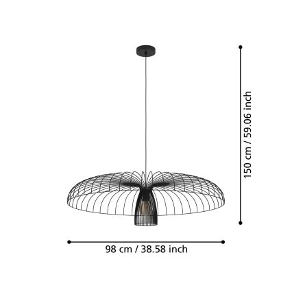 Eglo - Lámpara colgante 1xE27/60W/230V diá. 98,5 cm negro
