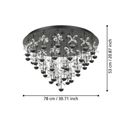 Eglo - Plafón LED regulable LED/77,4W/230V 3000K negro