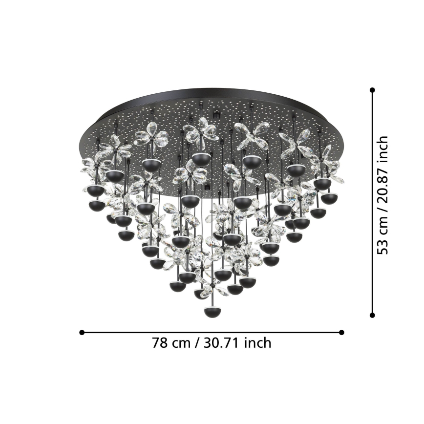 Eglo - Plafón LED regulable LED/77,4W/230V 3000K negro