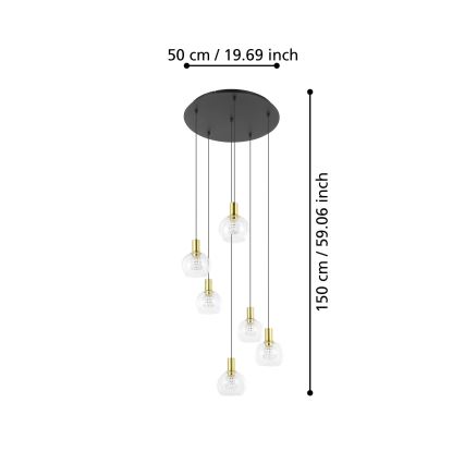 Eglo 390279 - Lámpara de araña LED regulable 6xLED/5,4W/230V 3000K diá. 54 cm dorado