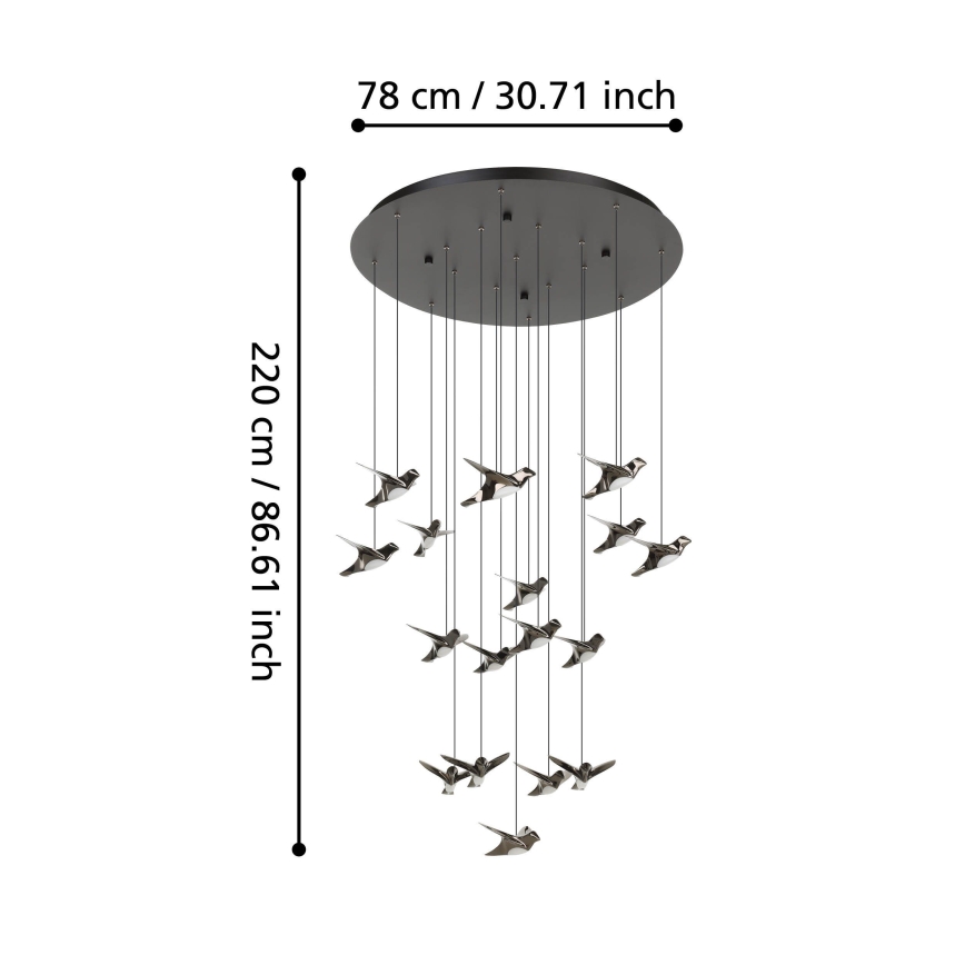 Eglo - Lámpara de araña LED regulable 17xLED/3W/230V 3000K negro