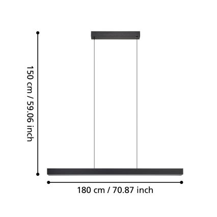 Eglo - Lámpara colgante LED regulable con cable LED/20W/230V 3000K negro