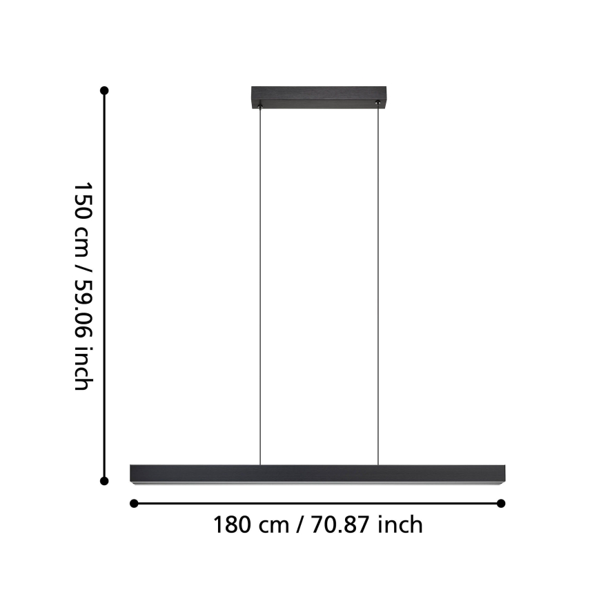 Eglo - Lámpara colgante LED regulable con cable LED/20W/230V 3000K negro
