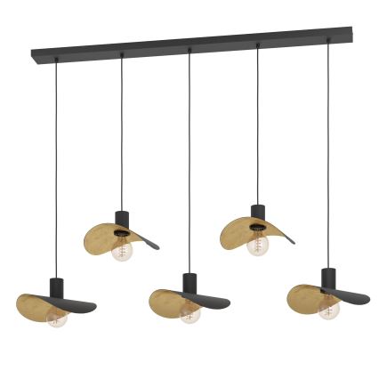 Eglo - Lámpara colgante 5xE27/40W/230V negro/dorado