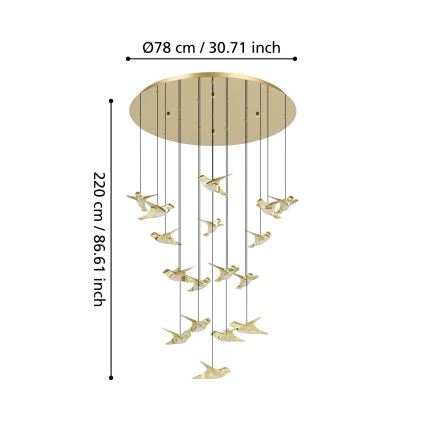 Eglo - Lámpara de araña LED regulable 17xLED/3W/230V 3000K dorado