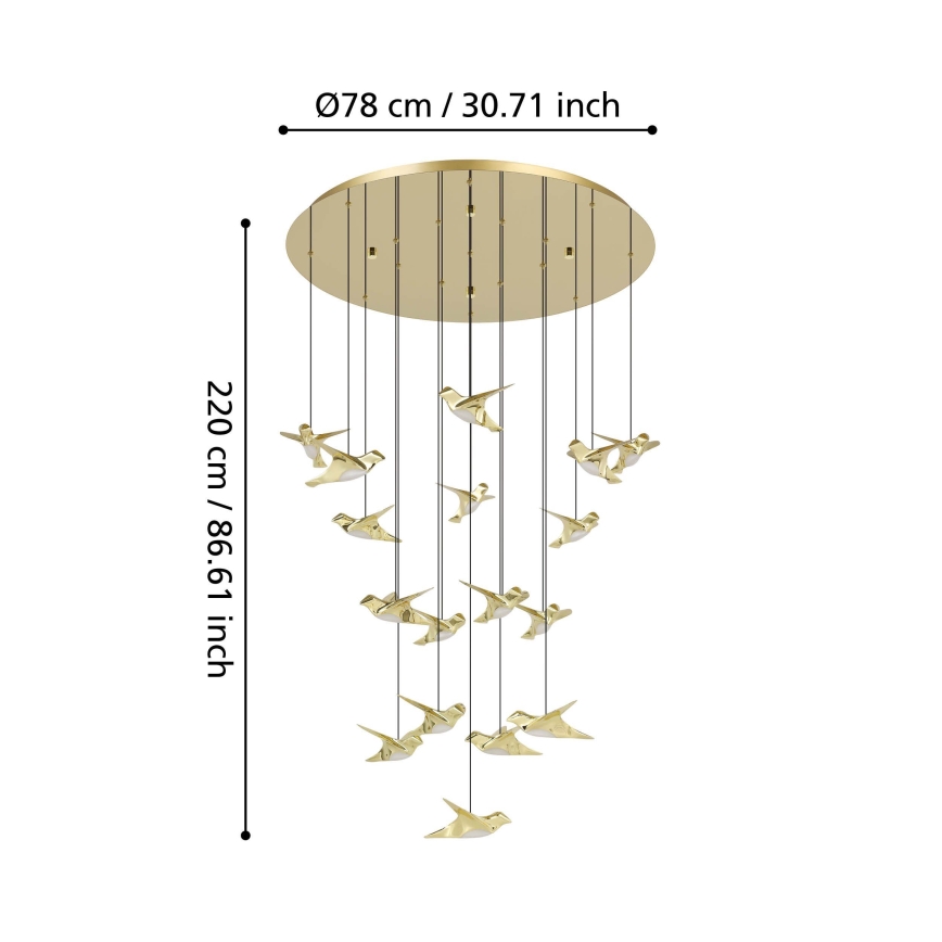 Eglo - Lámpara de araña LED regulable 17xLED/3W/230V 3000K dorado