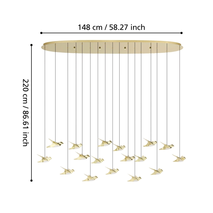 Eglo - Lámpara de araña LED regulable 17xLED/3W/230V 3000K dorado