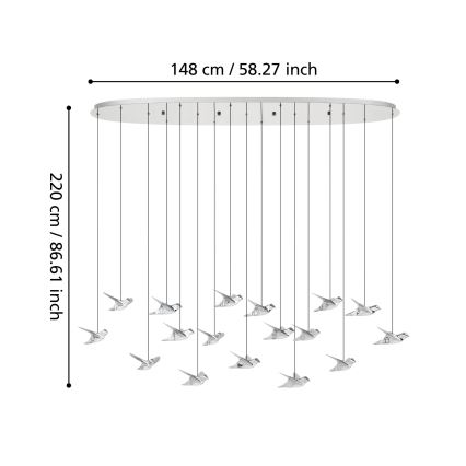 Eglo - Lámpara de araña LED regulable 17xLED/3W/230V 3000K cromo brillante