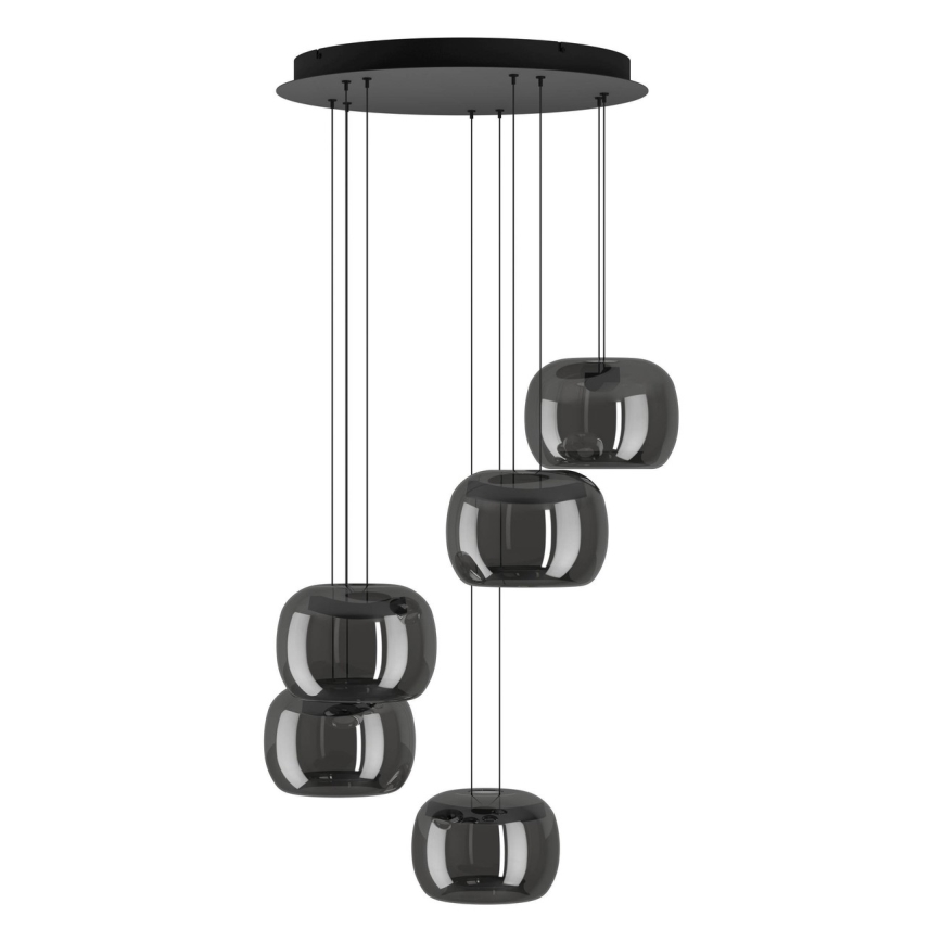Eglo - Lámpara colgante LED regulable con cable, 5xLED/5,8 W/230 V, negro/ahumado