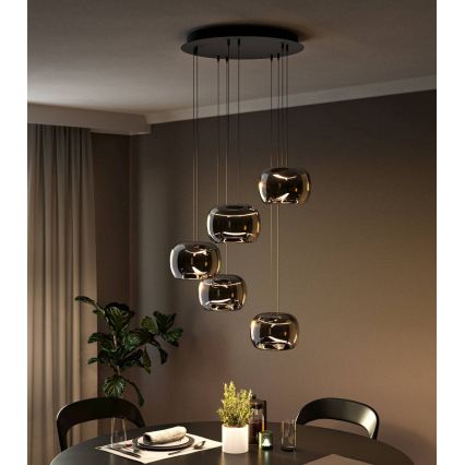 Eglo - Lámpara colgante LED regulable con cable, 5xLED/5,8 W/230 V, negro/ahumado