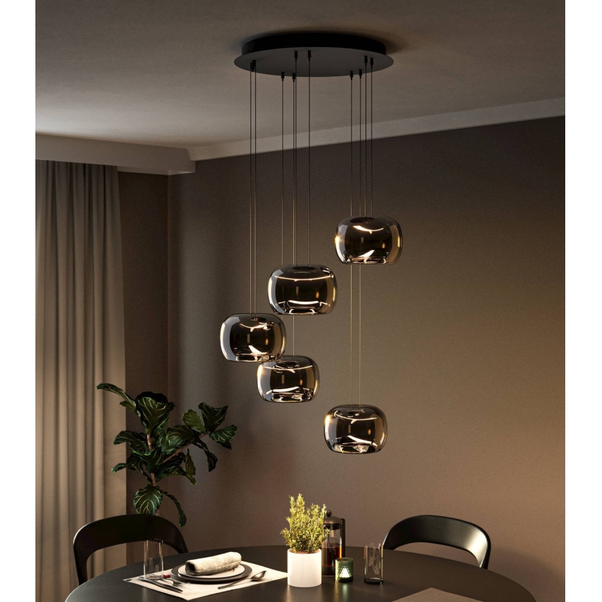 Eglo - Lámpara colgante LED regulable con cable, 5xLED/5,8 W/230 V, negro/ahumado