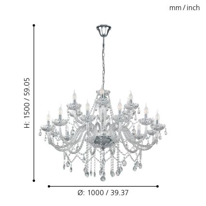 Eglo 39103 - Lámpara colgante BASILANO 1 18xE14/40W/230V