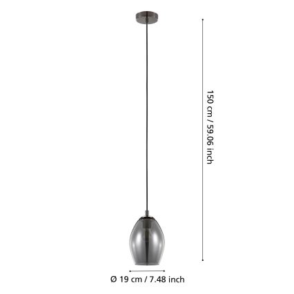 Eglo - Lámpara colgante 1xE27/60W/230V ahumado