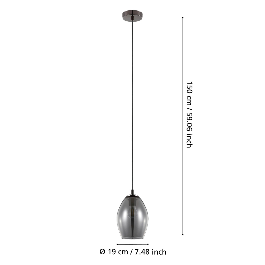 Eglo - Lámpara colgante 1xE27/60W/230V ahumado