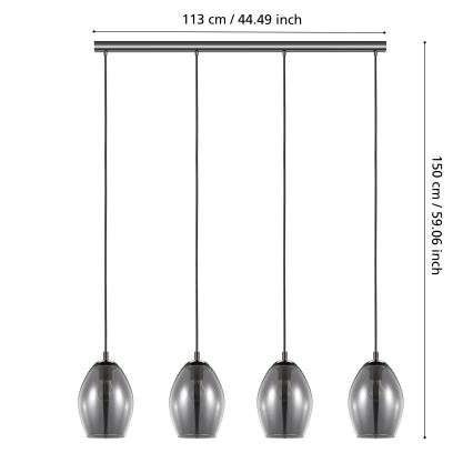 Eglo - Lámpara colgante 4xE27/60W/230V ahumado