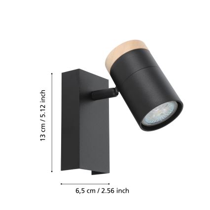 Eglo - Foco LED de pared 1xGU10/4,5W/230V 3000K negro/marrón