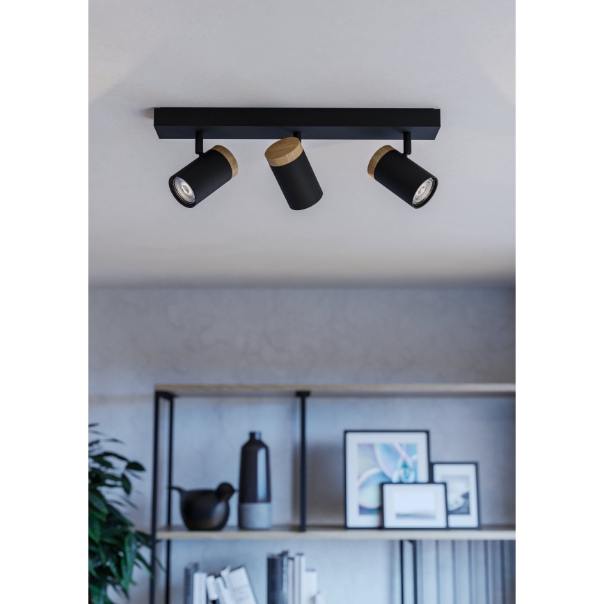 Eglo - Foco LED 3xGU10/4,5W/230V 3000K negro/marrón