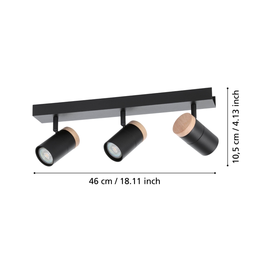 Eglo - Foco LED 3xGU10/4,5W/230V 3000K negro/marrón