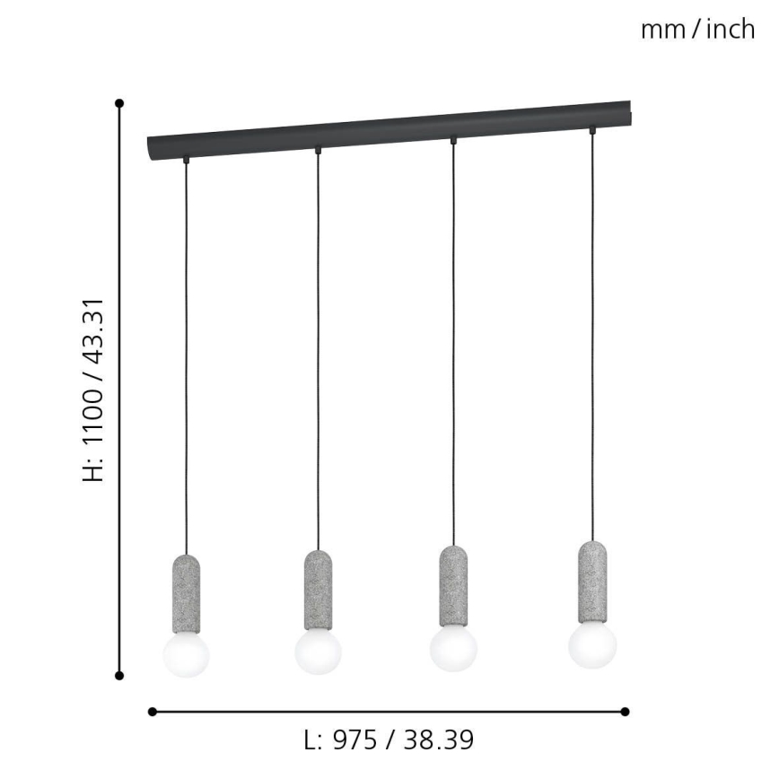 Eglo - Lámpara colgante 4xE27/40W/230V