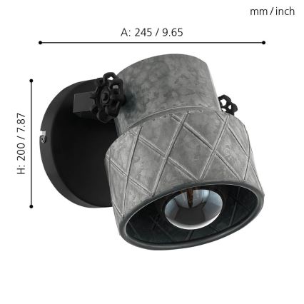 Eglo 39868 - Aplique de pared HILCOTT 1xE27/40W/230V