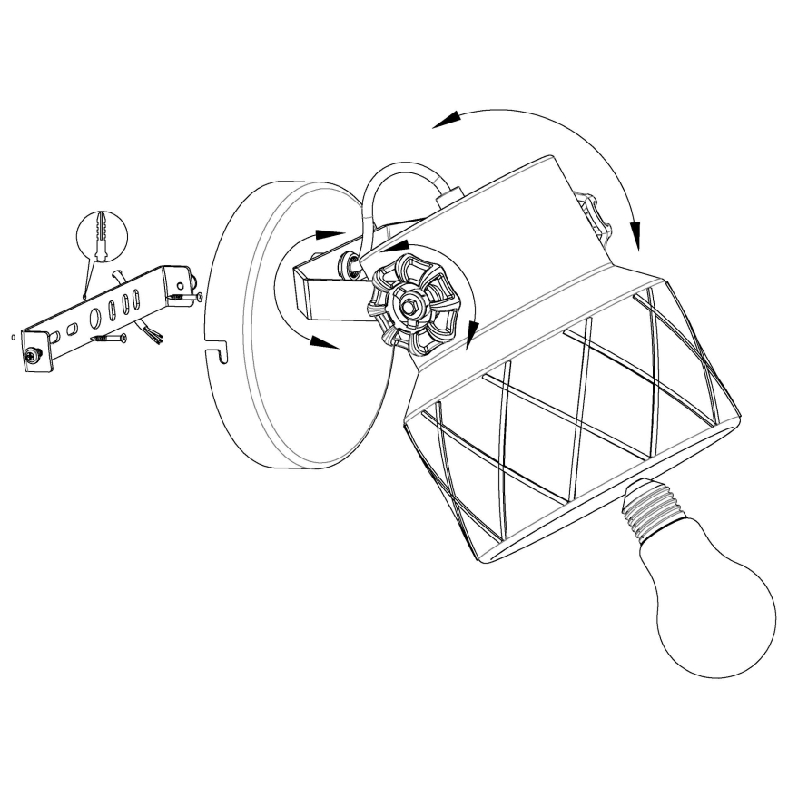 Eglo 39868 - Aplique de pared HILCOTT 1xE27/40W/230V