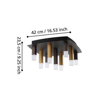 Eglo - Plafón LED regulable 9xLED/3,1W/230V 3000K antracita/dorado