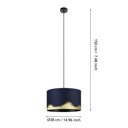 Eglo - Lámpara colgante 1xE27/40W/230V diá. 38 cm azul/dorado