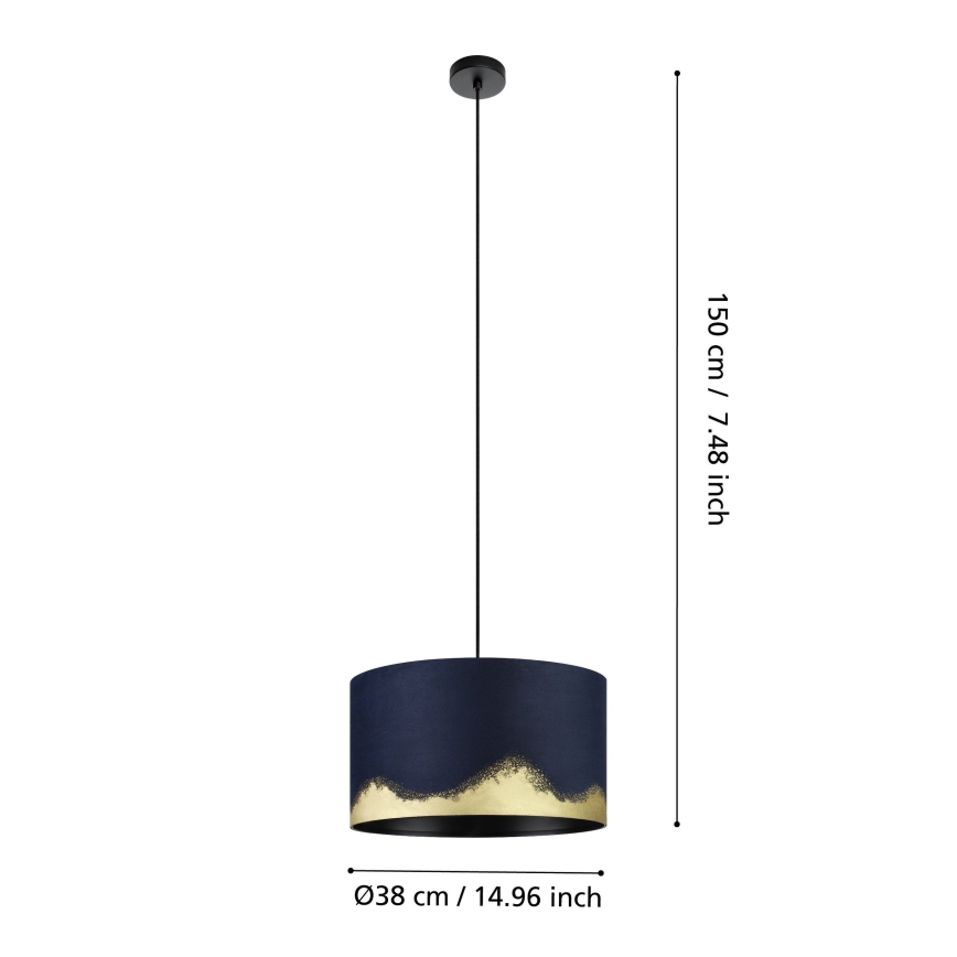 Eglo - Lámpara colgante 1xE27/40W/230V diá. 38 cm azul/dorado