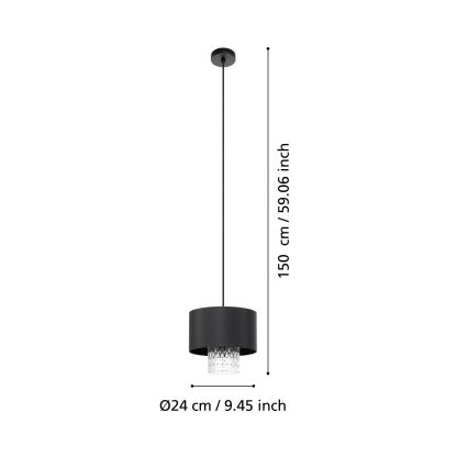 Eglo - Lámpara colgante 1xE27/40W/230V negro