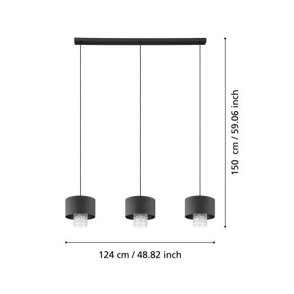 Eglo - Lámpara colgante 3xE27/40W/230V negro