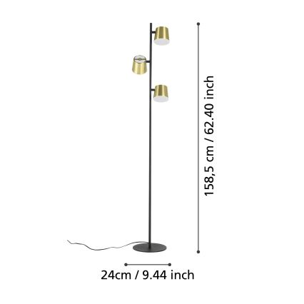 Eglo - Lámpara LED de pie 3xGU10/4,6W/230V 3000K dorado