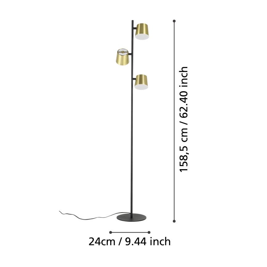 Eglo - Lámpara LED de pie 3xGU10/4,6W/230V 3000K dorado