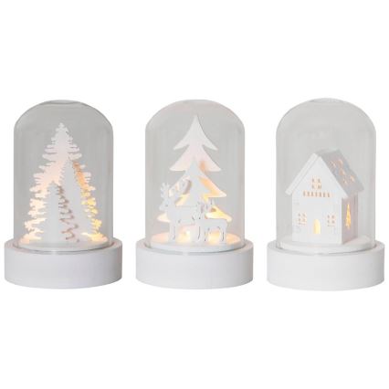 Eglo - Juego de 3 adornos navideños LED, 0,06 W, 1 x CR2032, blanco