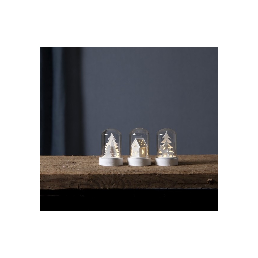 Eglo - Juego de 3 adornos navideños LED, 0,06 W, 1 x CR2032, blanco