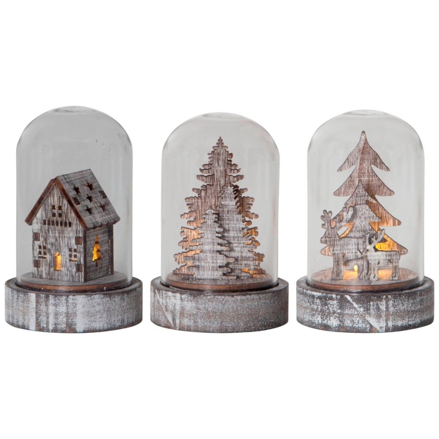 Eglo - Set 3x Decoración de Navidad LED 1xLED/0,06W/1xCR2032 marrón
