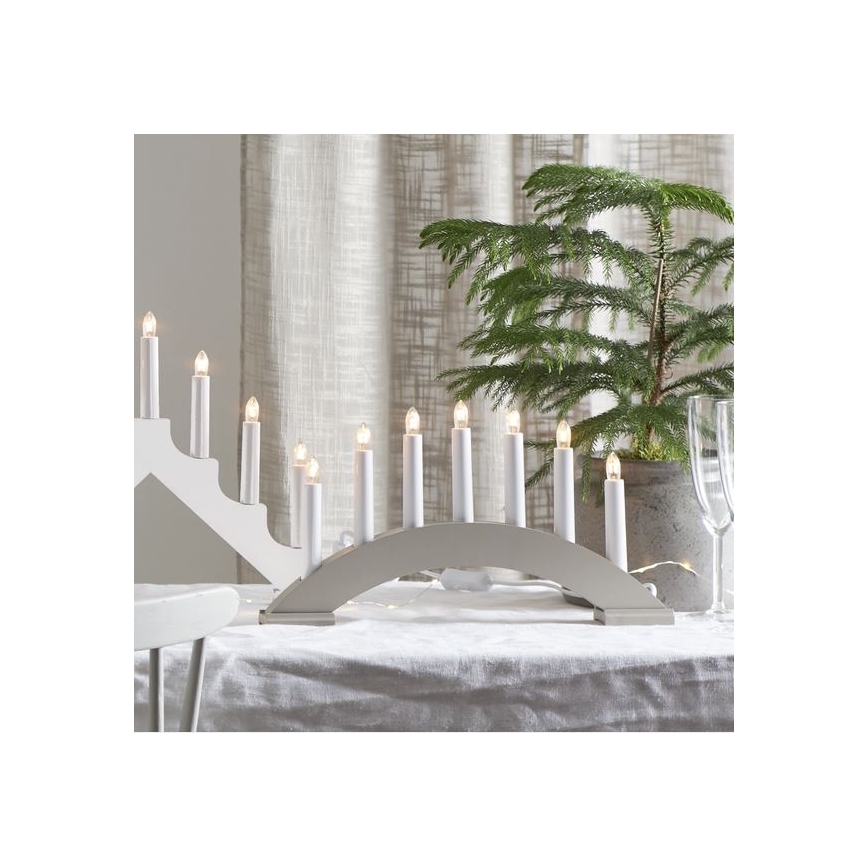 Eglo - Portavelas de Navidad 7xE10/3W/230V gris