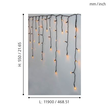 Eglo 410824 - Cadena de luces LED navideña para exterior GOLDEN 480xLED/17x0,55m IP44 blanco cálido