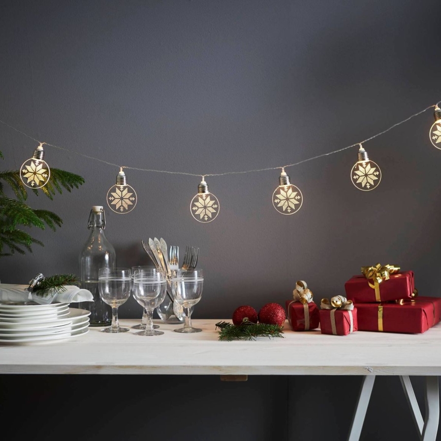 Eglo 411112 - Cadena de luces de Navidad LED ORNAMENT 10xLED/3xAA 2,4m blanco cálido