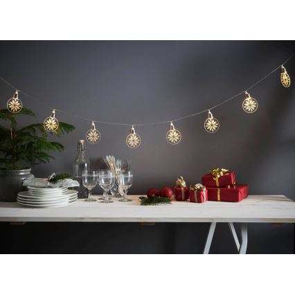 Eglo 411112 - Cadena de luces de Navidad LED ORNAMENT 10xLED/3xAA 2,4m blanco cálido