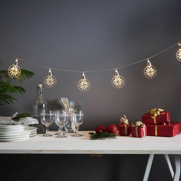 Eglo 411112 - Guirnalda LED ORNAMENT 10x LED/3x AA 2,4 m blanco cálido