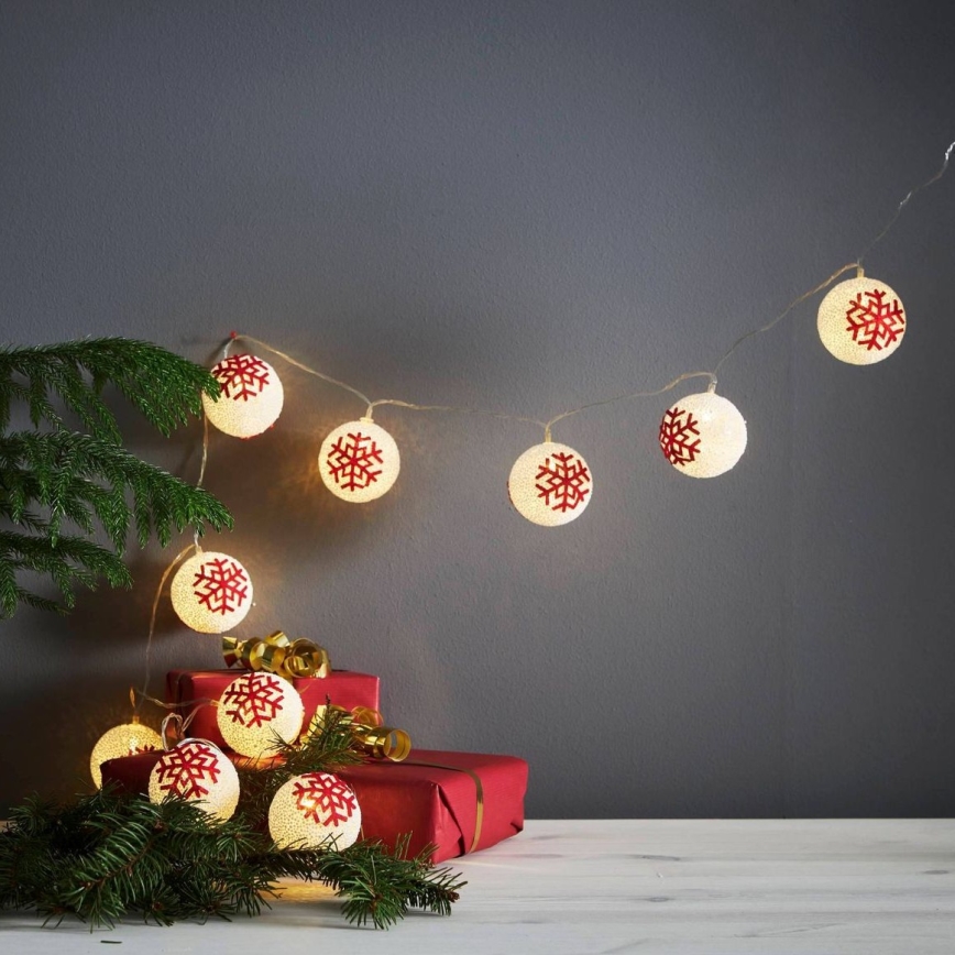 Eglo 411113 - Cadena de luces de Navidad LED ORNAMENT 10xLED/3xAA 1,65m blanco cálido